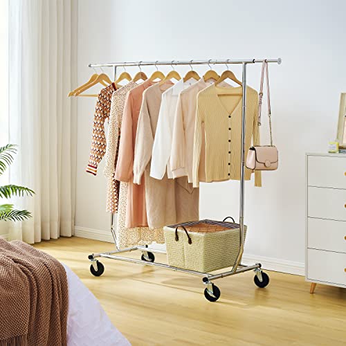 Tajsoon Heavy Duty Foldable Clothes Rack,Collapsible Garment Rack,Commercial Clothes Organizer With Wheels,Bottom Storage Display Shelf,Rolling Clothes Rack For Hanging Clothe,Portable Clothes Hanger #TOP3