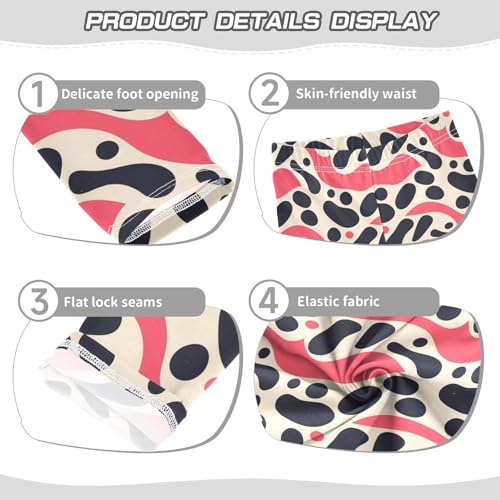 Black Polka Dots on Pink Background Kids Girl's Basic Leggings Casual High Waisted Dance Pants Running3