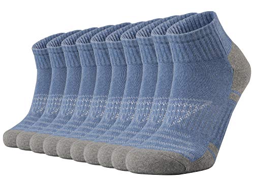 Ortis Cotton Moisture Wicking Mesh Ventilatinge Running Cushion Low Cut Socks for Men 10 Pack(Denim L)