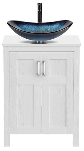 YOURLITE 24" Bathroom Vanity with Sink, White Bathroom Vanity and