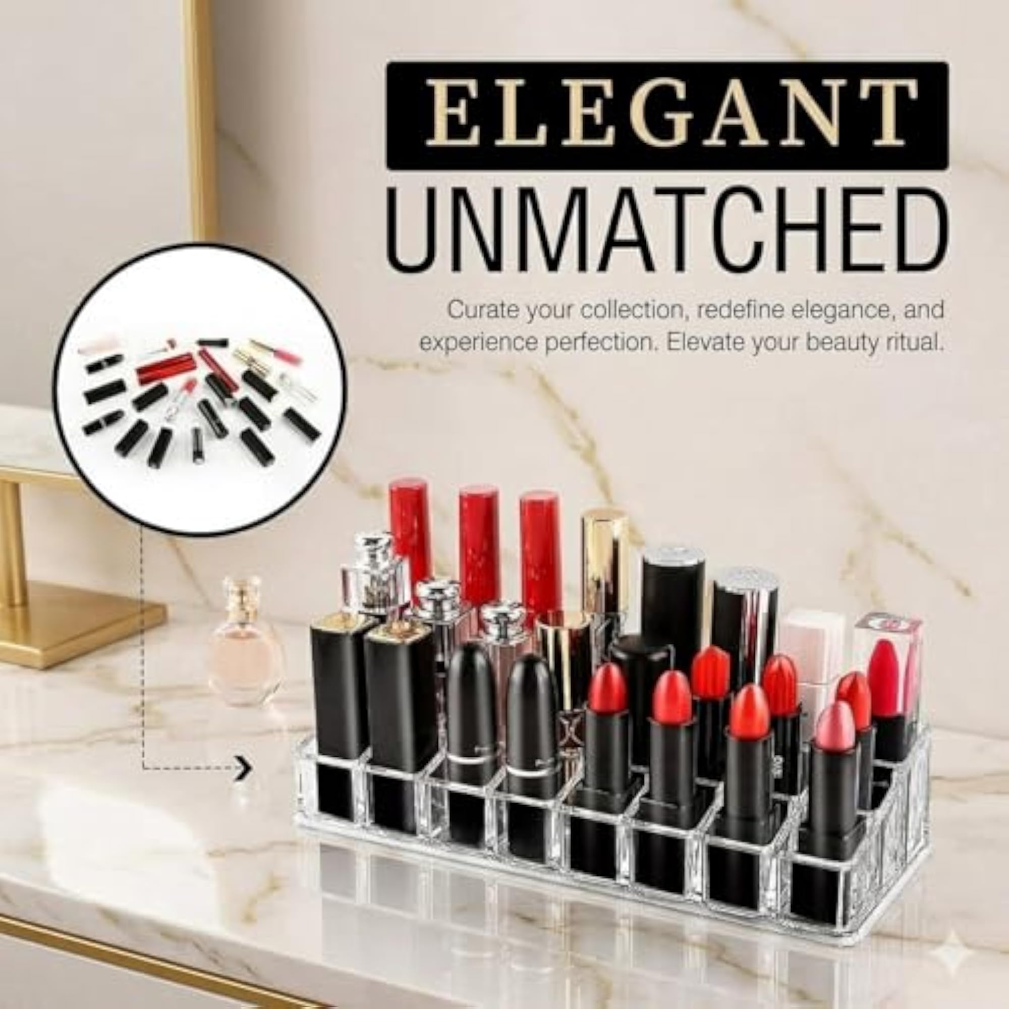 Acrylic 24 Compartment Makeup Lipstick Organiser