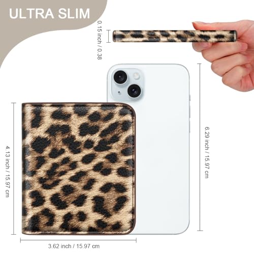 Image of Leopard Womens Wallet Small Thin Credit Card Holder Mini Purse | Slim Women RFID Blocking Bifold Cheetah Wallets Ladies Pocket Card Holders for Travel & Daily Use
