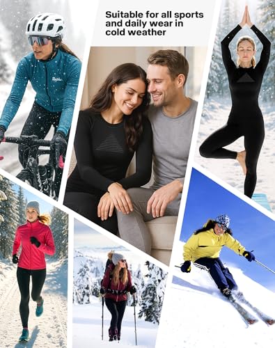 EIISSION Ropa Termica Mujer Set Invierno Conjunto Ropa Interior Térmica Camiseta Manga Larga Pantalón Termico para el Frio Extremo Mallas Termicas L