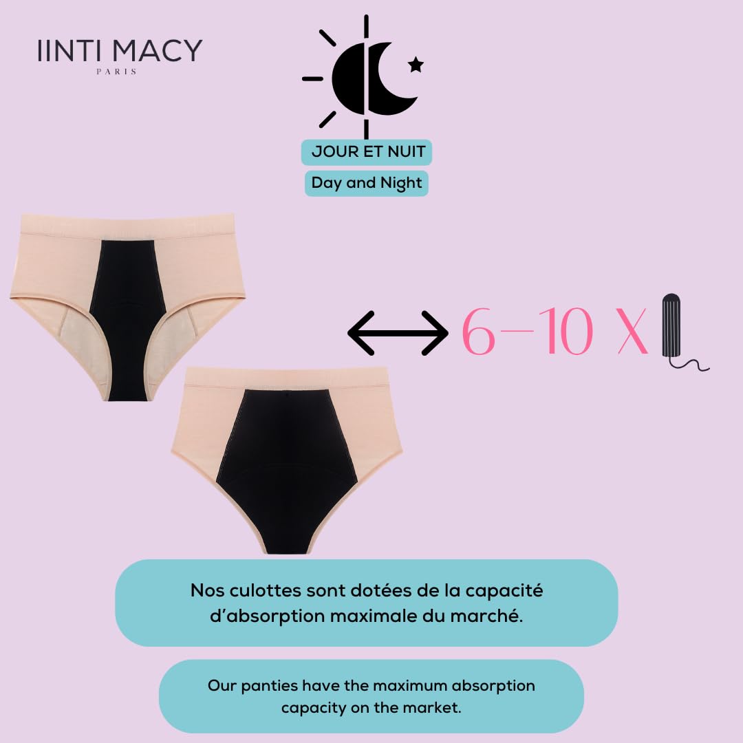 Ultra-Absorbent Menstrual Panties | up to 8 tampons | Ideal for Heavy Menstrual Bleeding | Suitable for Teenage Girls | High Waist | Incontinence | Postpartum |(5 Farben) M