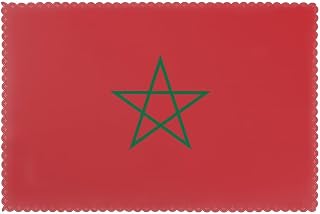 Placemats for Dining Table Set of 6,Flag of Morocco, Heat Resistant Washable Polyester Table Mats, Easy to Clean Non-Slip Place Mats 12" x 18"