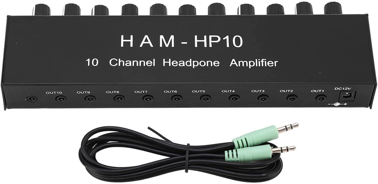 for Amplificatore for cuffie a 10 canali Splitter for cuffie a 10 vie Amplificatore audio stereo a 10 uscite for palco in studio e uso domestico