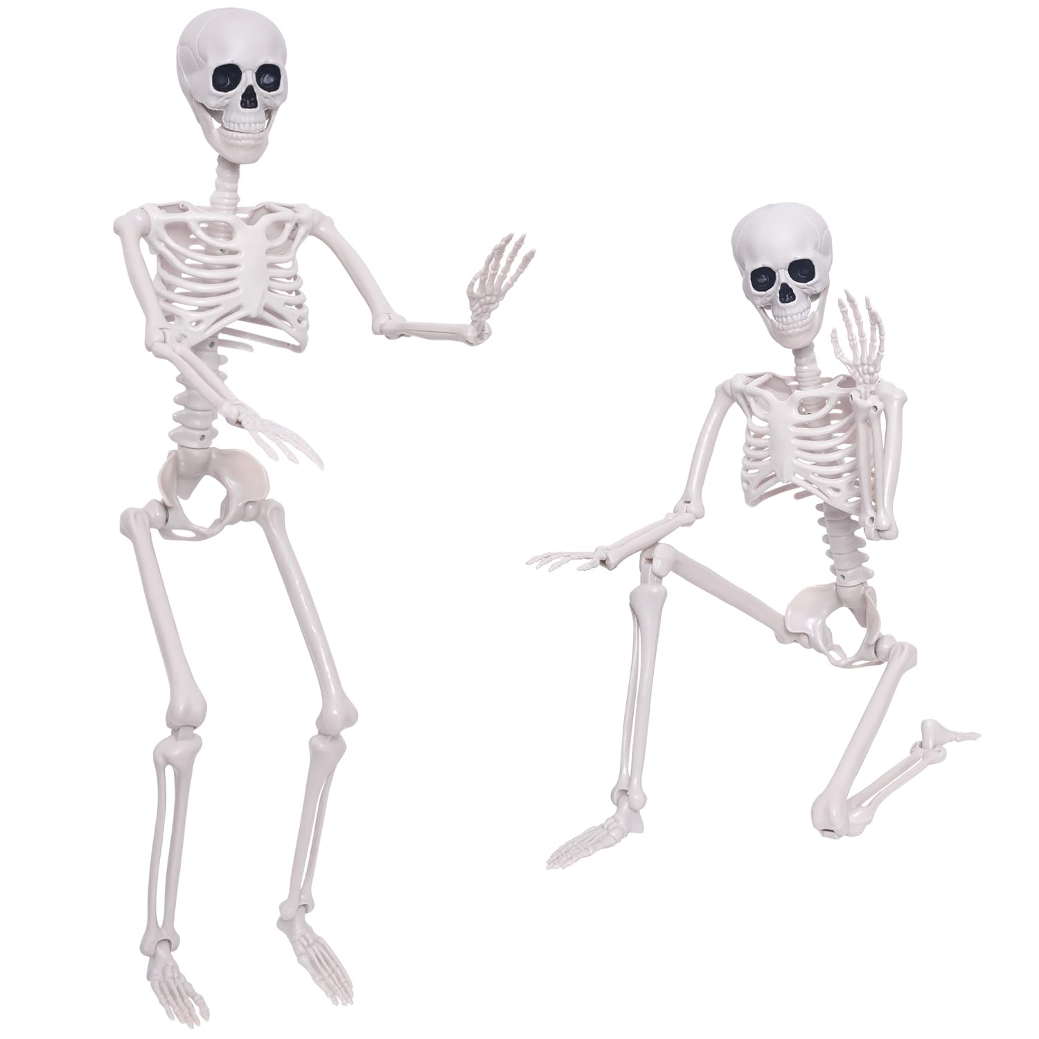 3Ft Halloween Skeleton and 16In Life Size Skeleton Creepy Posable Skeleton Full Size Skeleton with Movable Joints for Outdoor Indoor Halloween Decorations