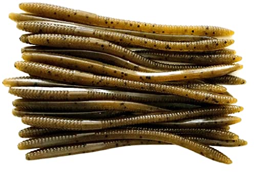 Softy Lure Drop Shot Finesse Trick Soft Plastic Worm - Freshwater Saltwater Bass Fishing Lure (Green Pumpkin)