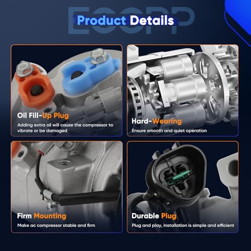 Image of ECCPP A /C Compressor with Clutch 2000-2002 Fit for Mitsubishi Montero 3.5L 2003-2006 Fit for Mitsubishi Montero 3.8L AC Compressor
