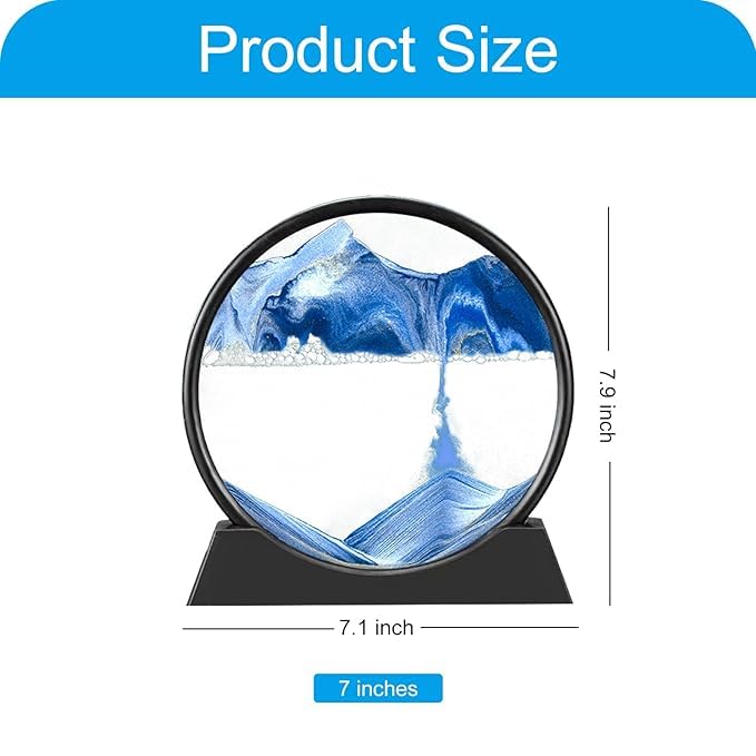 Image of Redvant Moving Sand Art Picture Glass Liquid Painting 3D Natural Landscape showpieces for Home Decor Antique Gifts for Kids Office Desktop Decoration Desk Table Decorative Items (Deep Sea)