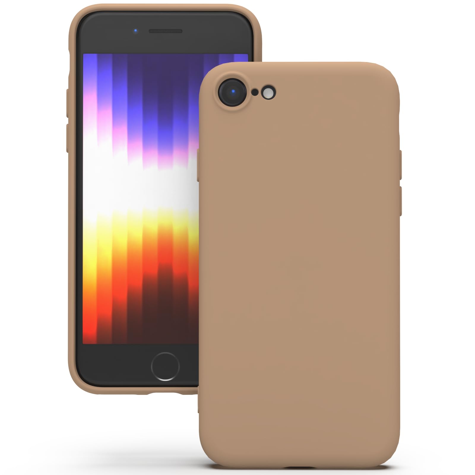 YATWIN Hülle für iPhone SE 2022/2020, iPhone 8/7, Silikon Handyhülle mit Futter, 1mm Kamera und Displayschutz, Dünn & Leicht, Anti Kratzer Case, Milchtee