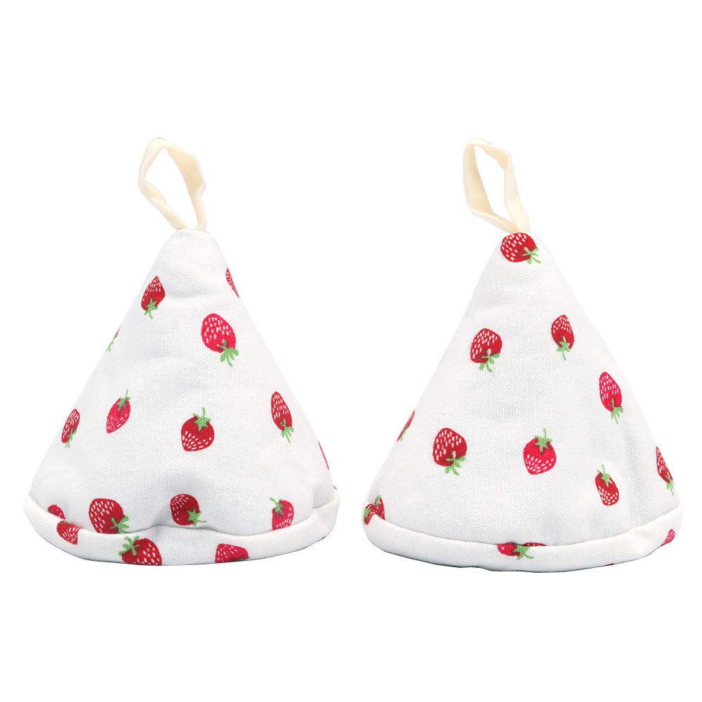 Une Paire 4.3inch Triangle Pratique Gants De Four en Coton Mignon pour Couvercle De Pot Gants Anti-br?lure Cuisson Cuisson Poignée Gants De Four - Fraise