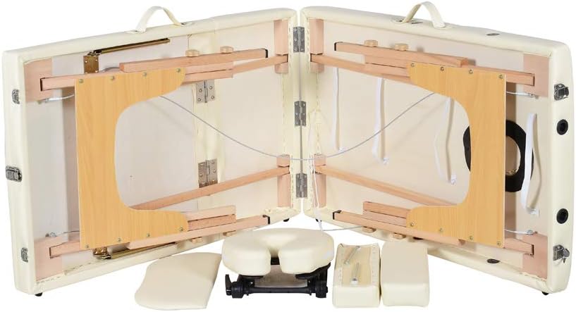 Massage Table Portable Massage Bed Spa Bed 84 Inch 3 Folding Height Adjustable Professional Portable Folding Massage Table, Spa Table Facial Cradle Salon Bed Tattoo Bed (3-Fold White)