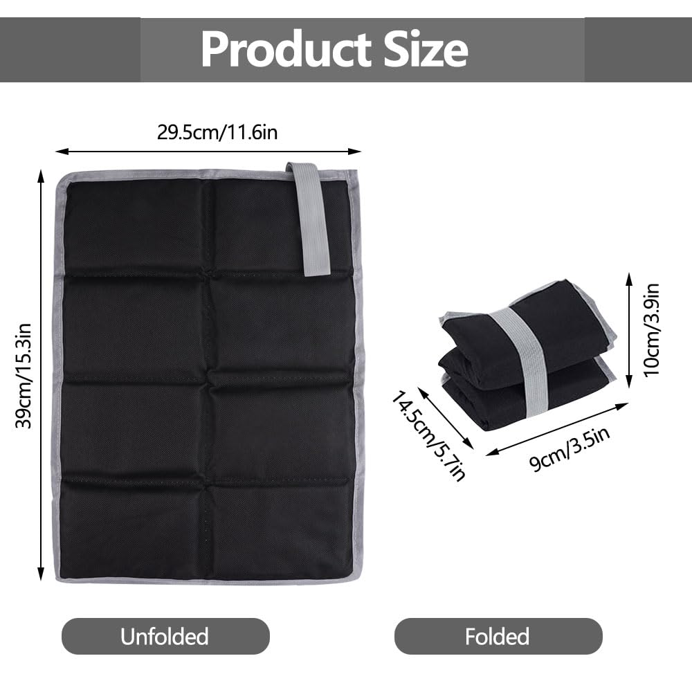 Lot De 2 Coussins De Siège Pliables Étanche – Tapis Camping Imperméable Noir & Gris Pour Randonnée, Pique-Nique, Voyage