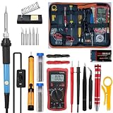 Soldering Iron Kit with Digital Multimeter, 60W Adjustable Temperature Electric Soldering Iron, Electronics Repair Tool Ki…
