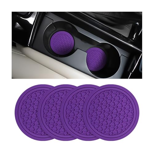 Image of Mandark 4PCS Car Cup Holder Coasters, 2.75 Inch Non-Slip Insert Water Bottle Holder Pads, Dustproof Automotive Interior Accessories Mat, Universal for Vehicles, Trucks, RVs and More (Purple)