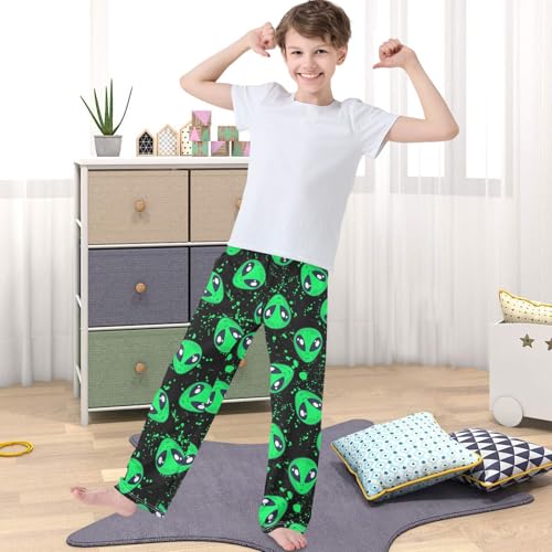 Boy's Pants Alien Neon Head Dot Jogger Pants Elastic Waist Long Bottoms Trousers with Pockets 6-14 Years4