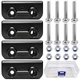 4Pcs 2-Way Pop-up Gazebo Replacement Connector Canopy Tent Replacement Parts Black Rectangular Bracket Truss Connector Canopy Replacement Parts (4-Pack+8 Screw Set)
