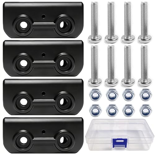 4Pcs 2-Way Pop-up Gazebo Replacement Connector Canopy Tent Replacement Parts Black Rectangular Bracket Truss Connector Canopy Replacement Parts (4-Pack+8 Screw Set)