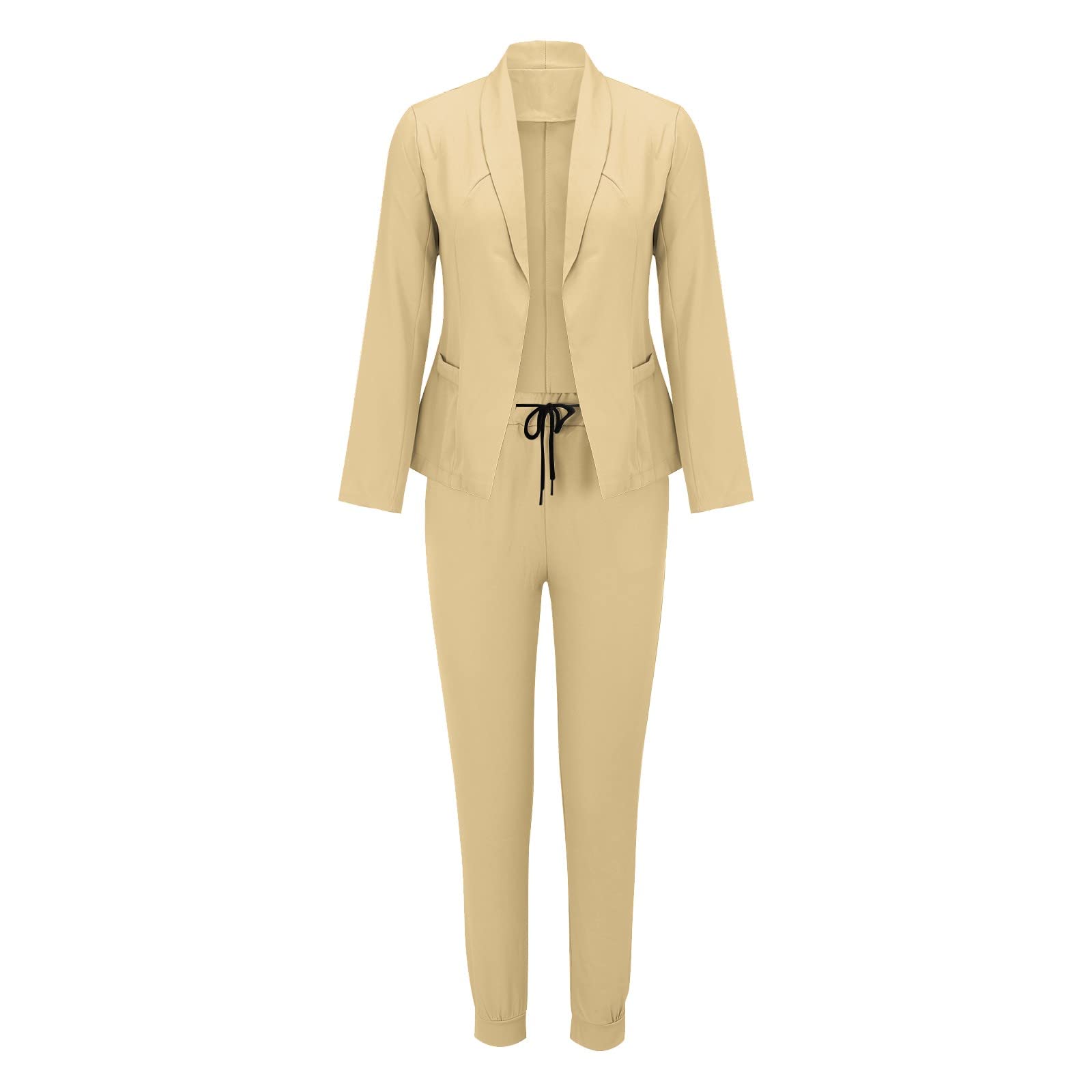 SKFLABOOF Combinaison élégante pour femme - 2 pièces - Manches longues - Costume d'affaires - 2 pièces - Couleur unie - Blazer - Pantalon slim - Tenue festive - Pour femme