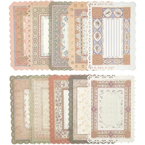 GORGECRAFT 30pz Papel de Álbum de Recortes de Encaje Vintage con Bordes de Encaje Decorativos Florales para Álbum de Fotos Papel con Fondo Texturizado Papelería para Diarios Cartas Manualidades