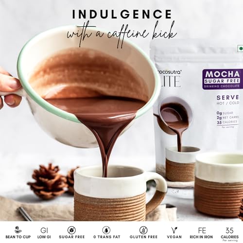 Image of Cocosutra Sugar Free Drinking Chocolate Mix - Mocha | Hot or Cold | Low Carb, Low Calorie | Stevia & Erythritol Based | 200g | Zero Sugar, Low Carb, Low Calorie, Stevia & Erythritol Based, Keto Friendly