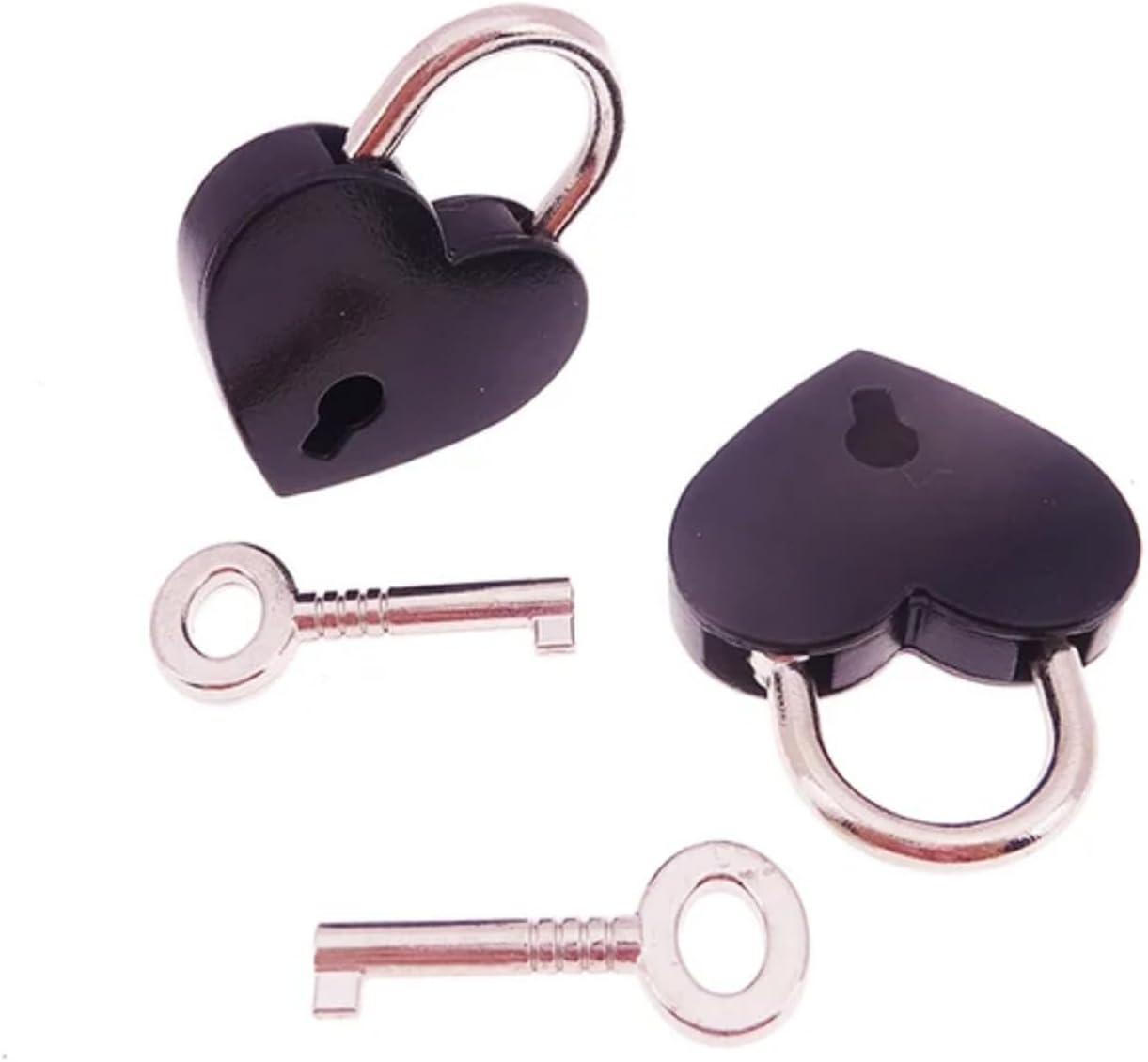 4 PCS Padlocks with Key, Mini Cute Diary Lock, Fashion Heart Locks for Schoolbag, Jewelry Box, Suitcase (Black White Pink Red)