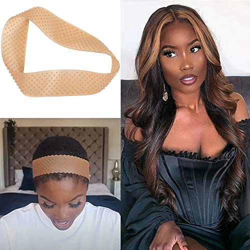 Wig Grip Headband for Wigs and Hats Flexible Silicon Wigs Transparent Silicone Non-slip Hair Band Comfort with Adjustable Women Hair Extra Hold Wig Band (Silicone, Dark Brown)