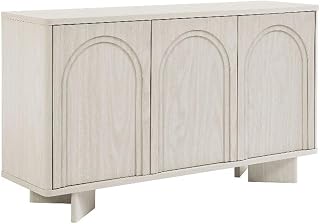 Modway Flux 55-Inch Arched 3-Door White Wash Sideboard - Versatile Buffet Credenza & Media Console for Kitchen, Living Room