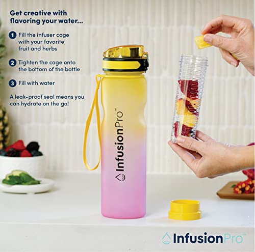 Infusion Pro 32 oz Fruit Infuser Water Bottle with Time Marker - Flip Top Locking Lid, Insulated Sleeve & 50 Recipe Fruit Infusion Water eBook : Leak Proof : for Gym, Sports, Travel : Unique Gift Idea - Image 5
