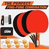 Set de paletas de ping pong para 4 jugadores con red retráctil y 12 pelotas | set de paletas de tenis de mesa de 4 piezas, red retráctil de ping pong con abrazaderas para juegos familiares 4