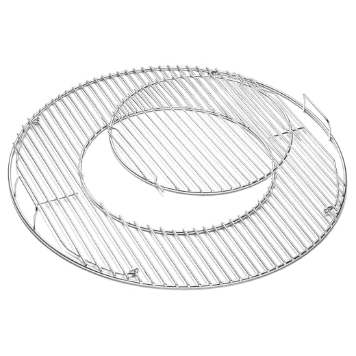 BWISUP Hinged Round Cooking Grate for Weber 57cm/21.5" Round BBQ Grill Rack, Double Side & Circular Opening Grill Replacement for Weber 8835, Bar-B-Kettle, One-Touch and Master-Touch Charcoal Grills