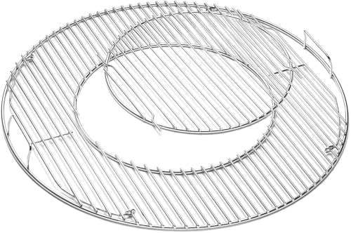 CHAMSUREUK 57cm/21.5 Hinged Round Cooking Grate for Weber 8835 BBQ Grill Rack Double Side & Circular Opening Grill Replacement Parts for Performer Bar-B-Kettle One-Touch and Master-Touch