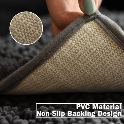 RUN HELIX Non Slip Chenille Bath Mat, Versatile Soft Bathroom Mat & Shower Mat, Machine Washable Absorbent Bath Mats for Bathroom, Living Room, Kitchen, Bedroom & Indoor Scenes, 40x60cm, Dark Grey - Cosy Home Interiors RUN HELIX Non Slip Chenille Bath Mat, Versatile Soft Bathroom Mat & Shower Mat, Machine Washable Absorbent Bath Mats for Bathroom, Living Room, Kitchen, Bedroom & Indoor Scenes, 40x60cm, Dark Grey - Image 3