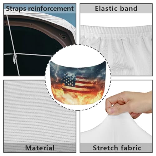 Image of Car Hood Cover Car Hood Protector Auto Banner All Weather Universal Auto Decorative Accessories for Compact Sedans SUV Trucks Minivan (US Flag Flames and Lightning Design)
