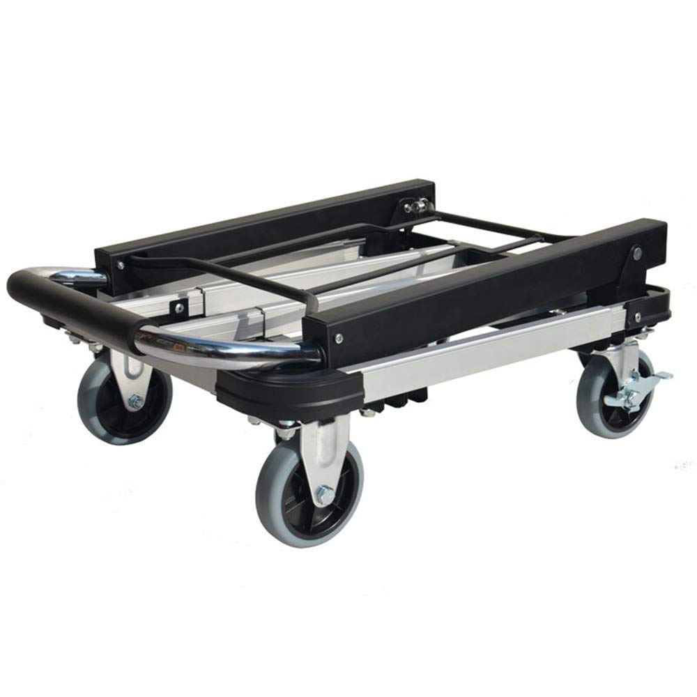 Diable pliable avec 4 roues – Chariot de courses portable et porte-bagages pour un transport facile – Chariot de manutention léger et durable