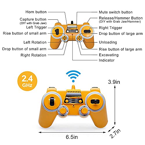 Mostop Remote Control Excavator 1/16 Scale 3 In 1 Shovel Loader Rc Excavator Digger Toy With 2 Tools, 2.4Ghz 17 Channel Full Functional Rc Construction Truck Vehicle Tractor With Sound And Light #TOP5
