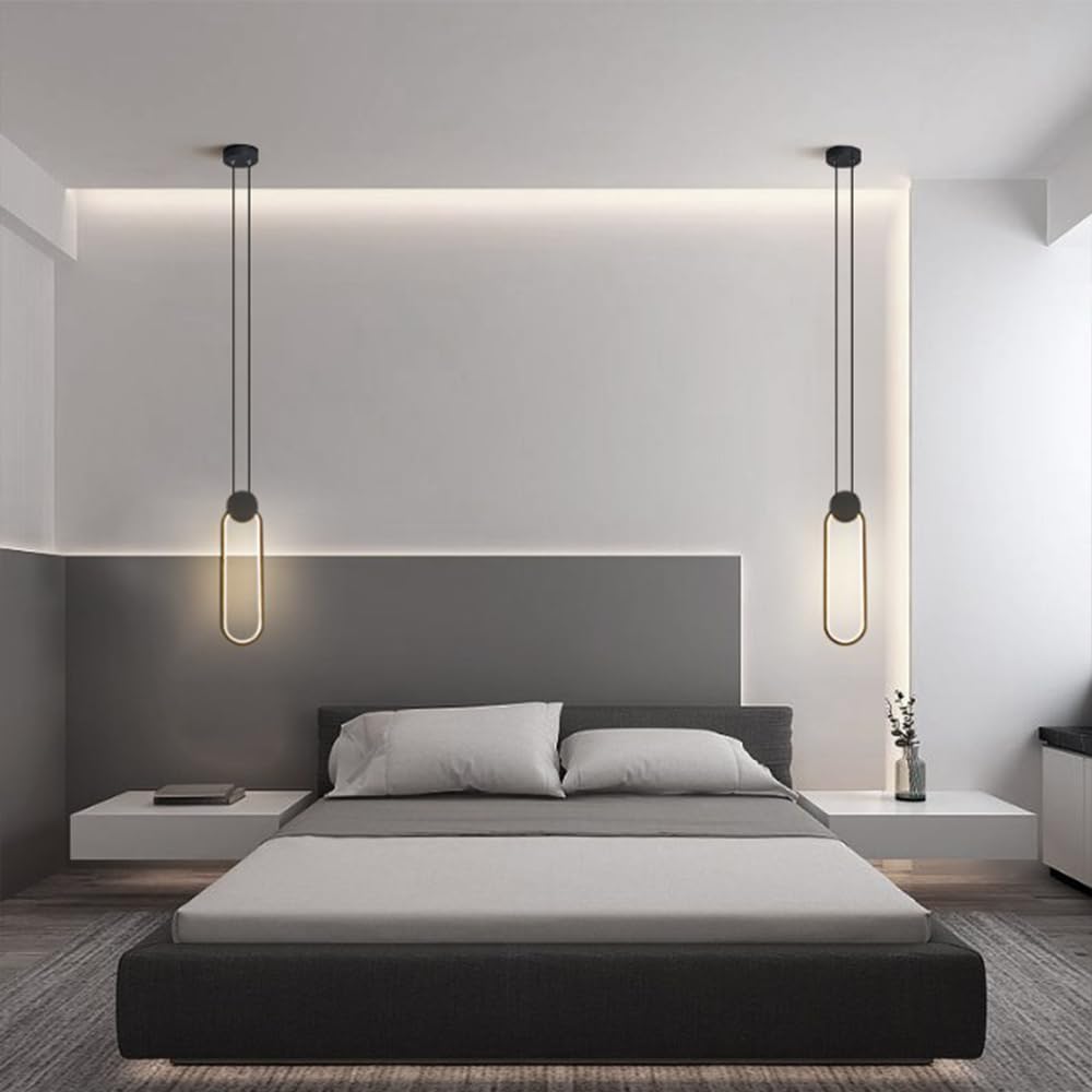 2 Pezzi Lampadario 11W LED Moderna Lampada a Sospensione in Alluminio Lampada da soffitto Creativa per Cucina Sala da pranzo Soggiorno Camera da letto, nero