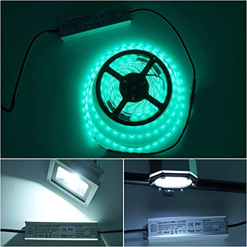 Image of LED Driver 60W 12V DC Low Voltage Output, Waterproof IP67 LED Power Supply,LED Transformer with 3-Prong Plug 3.3 Feet Cable for LED Light, Computer Project, Outdoor Light