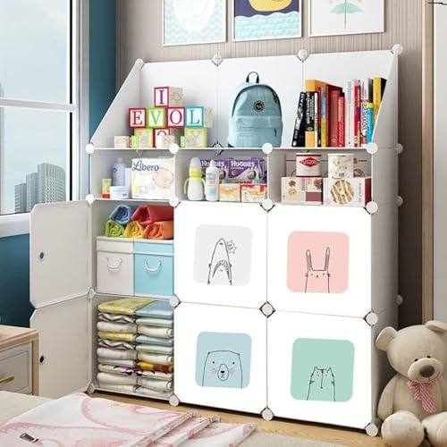 Image of Plastic Wardrobe for Kids Clothes - 6 Door Foldable Cupboard for Bedroom, Baby Clothes Storage Almirah with Doors, Collapsible Wardrobe Kids for Home (D5 Green)