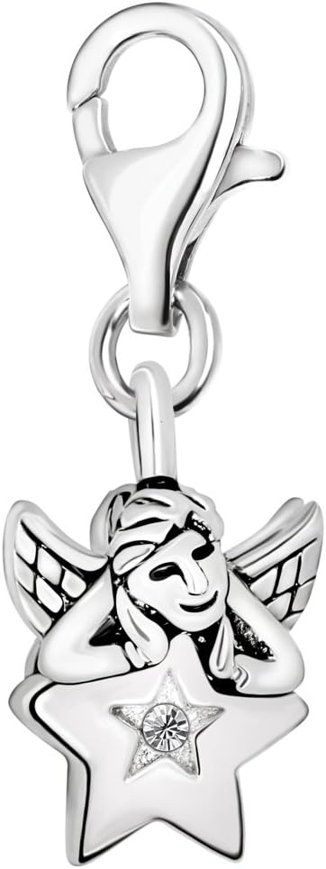 Quiges Charm Anhänger Engel Herz - Versilbert Für Bettelarmbänder