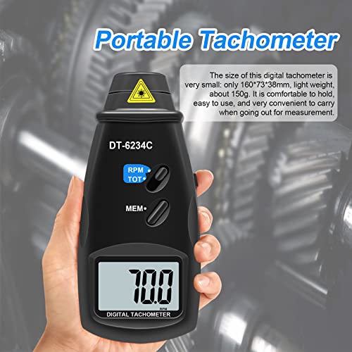 Digital Tachometer, Non-Contact Rpm Gauge Marker 2.5~99,999 Rpm High Precision Tachometer, Easy To Use Digital Photo Laser Tachometer Automatic Memory Max/Min/Last Value For Tires/Fans/Gears Etc. #TOP4