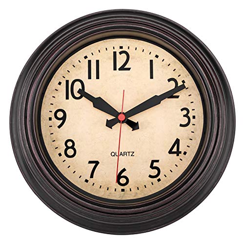 Foxtop 9 Inch Wall Clock Non-Ticking Bronze Wall Clock Silent Battery Operated Round Quartz Small Clock For Kitchen Bedroom Living Room Home Office School #TOP28