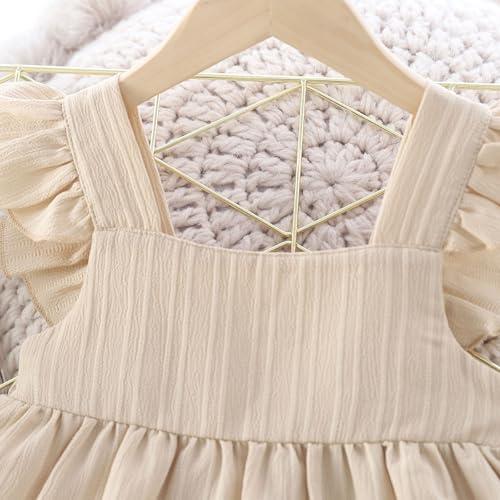 Girls Summer Dresses Solid Cap Sleeves Flowy Princess Dress with Ruffled Hem Casual Beach Outfit for Toddler Kids4