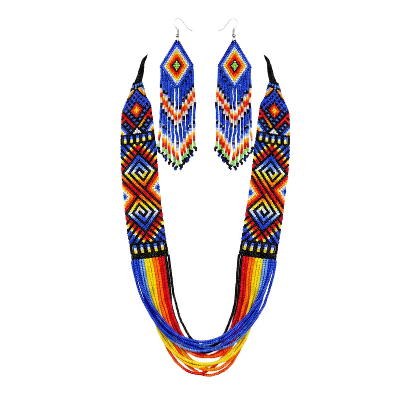 Collar ucraniano Gerdan multicolor LKBEADS, pendientes para vestidos de verano