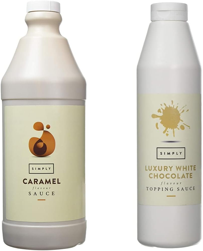 Simply Caramel Sauce, 2.5kg & Belgian White Chocolate Topping Sauce, 1 kg