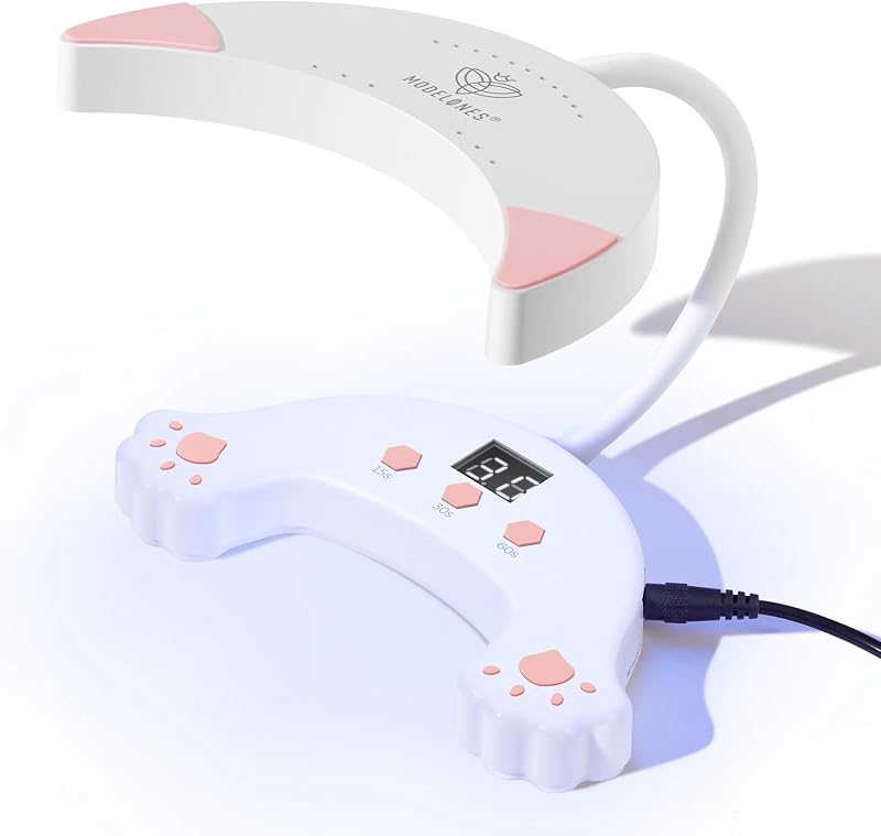 modelones Luz UV para Uñas de Gel, Lámpara de Uñas LED UV Cuello de Cisne Blanco | Luz de uñas profesional de 48 W para esmalte de gel con 3 temporizadores y pantalla LCD, lámpara LED para curado rápido, regalos para mujeres y niñas