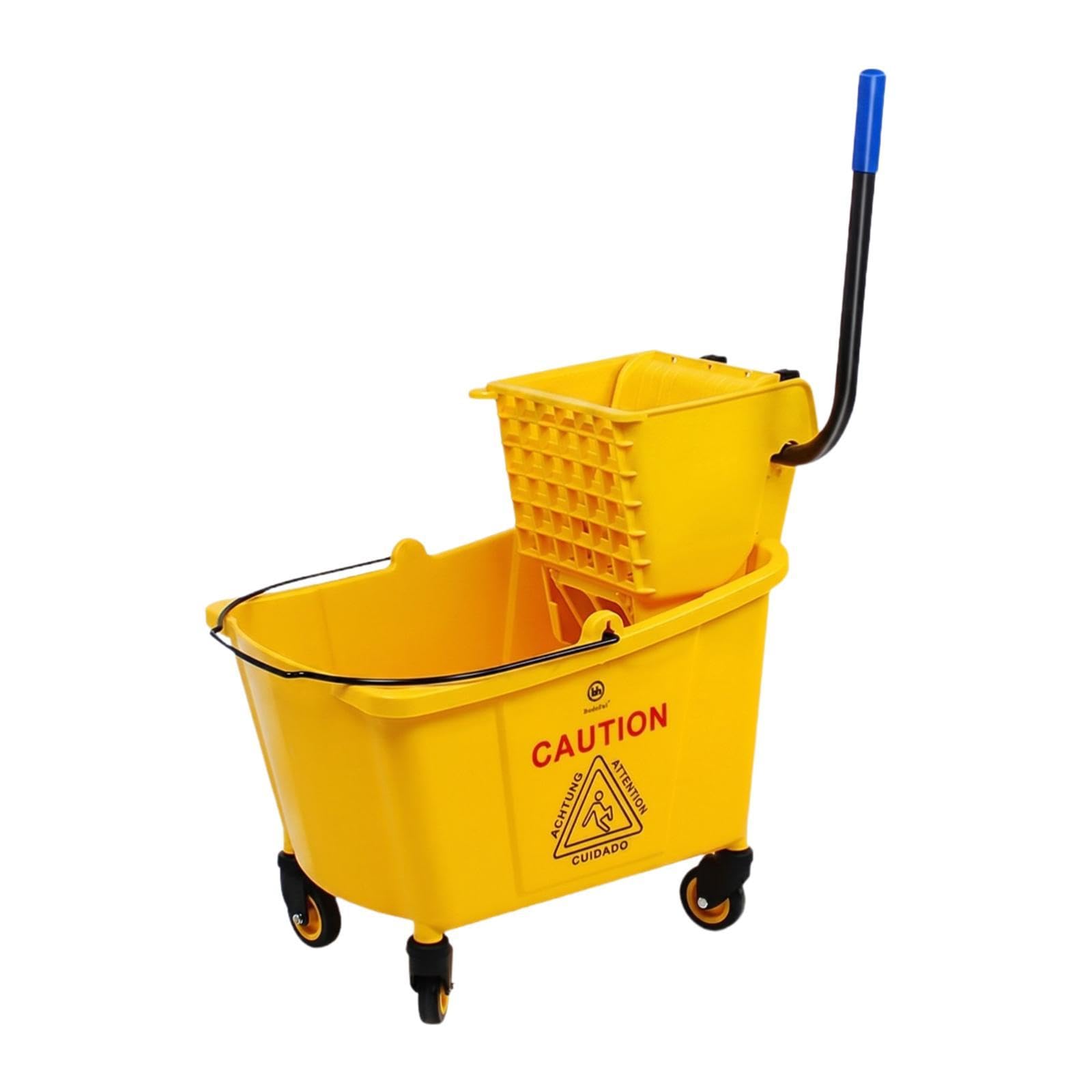 Baoblaze Seau à Franges Robuste sur roulettes avec Poignée de Transport, Idéal pour Les écoles, Les Hôtels et La Maison (), 32 L