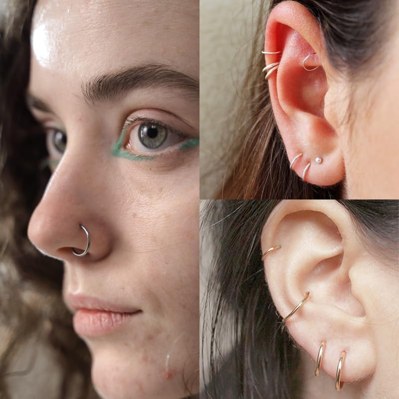 20G 18G 16G Titanium Nose Ring Hoop, Cartilage Hoop Earrings for Women Men Silver Gold Nose Ring Septum Ring Tragus Conch Helix Daith Lip Piercing Jewelry 6mm/7mm/8mm/9mm/10mm - Image 7