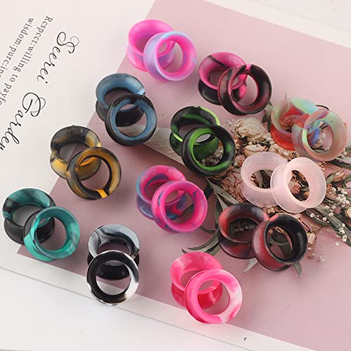 Tianci Fbyjs 24Pcs Colorful Silicone Ear Gauges Double Flared Ear Tunnels And Plugs Set Stretchers Expander Ear Piercing Jewelry For Women Men 22Mm 7/8'' #TOP2